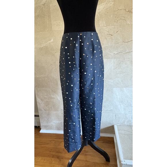 Talbots Silk Blend Ankle Pants - 12, Navy Swiss Dot Lined Holiday Hostess Party - Picture 2 of 10